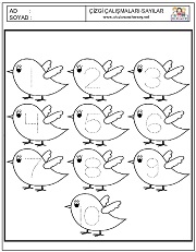 okul öncesi 7 sayısı çizgi çalışması